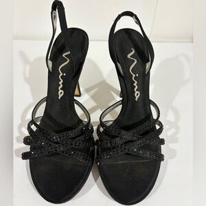 Nina Elegant Black Strappy Heels